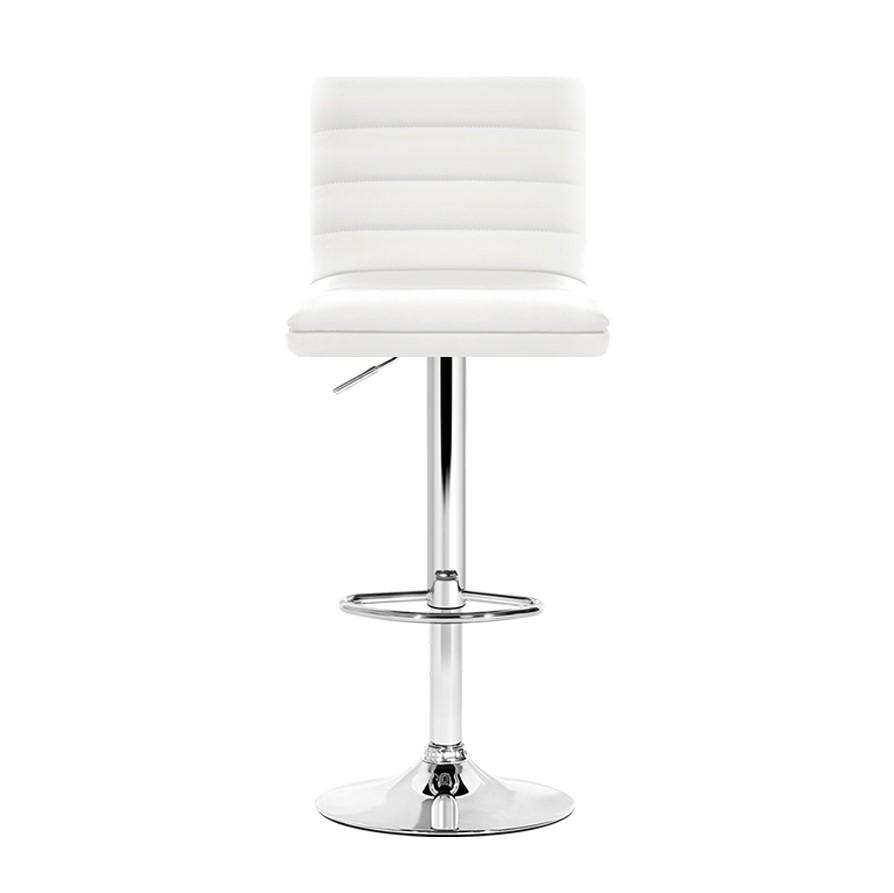 Artiss Set of 4 modern bar stools in white PU leather with chrome accents, featuring a thick padded seat and a sturdy base.